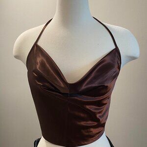 H&M Brown satin Halter top